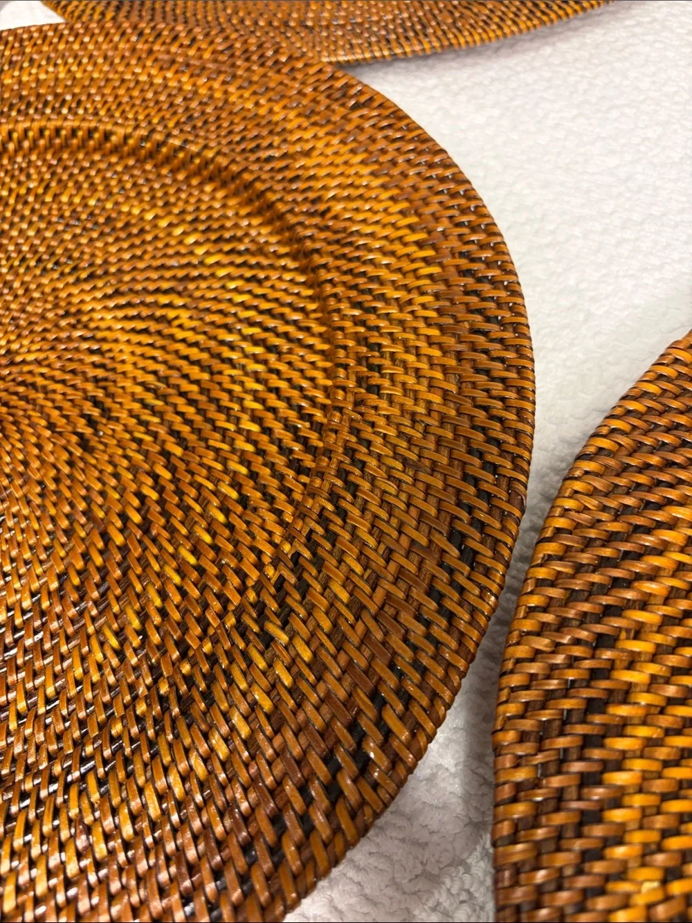 Williams Sonoma Nito Handwoven Charger Plates Set of 4 Caramel Brown 13